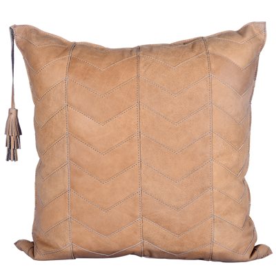 Chevron Leather Pillow With Tassel