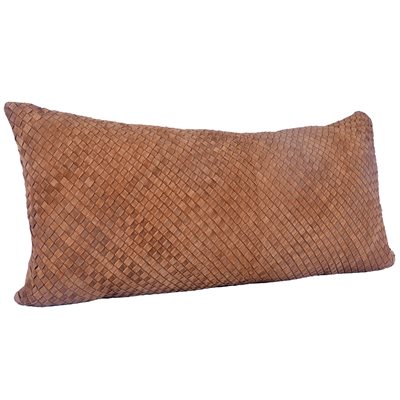 Suede Basket Weave Long Lumbar Pillow