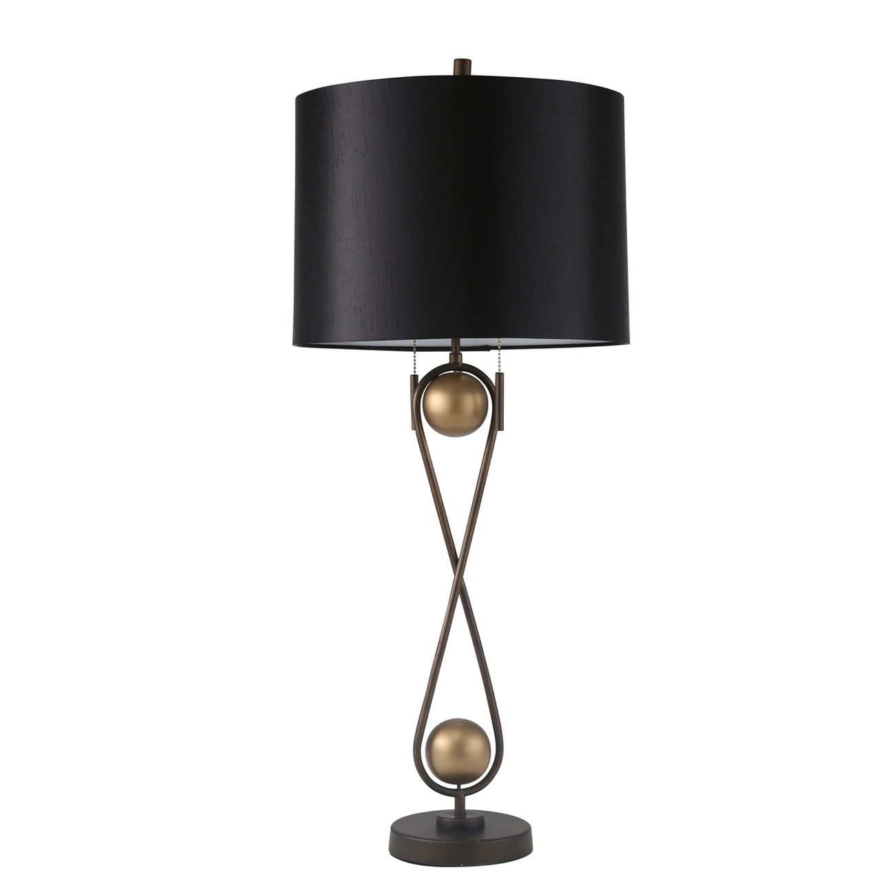 Infinity Table Lamp W/ Black Shade, Bronze