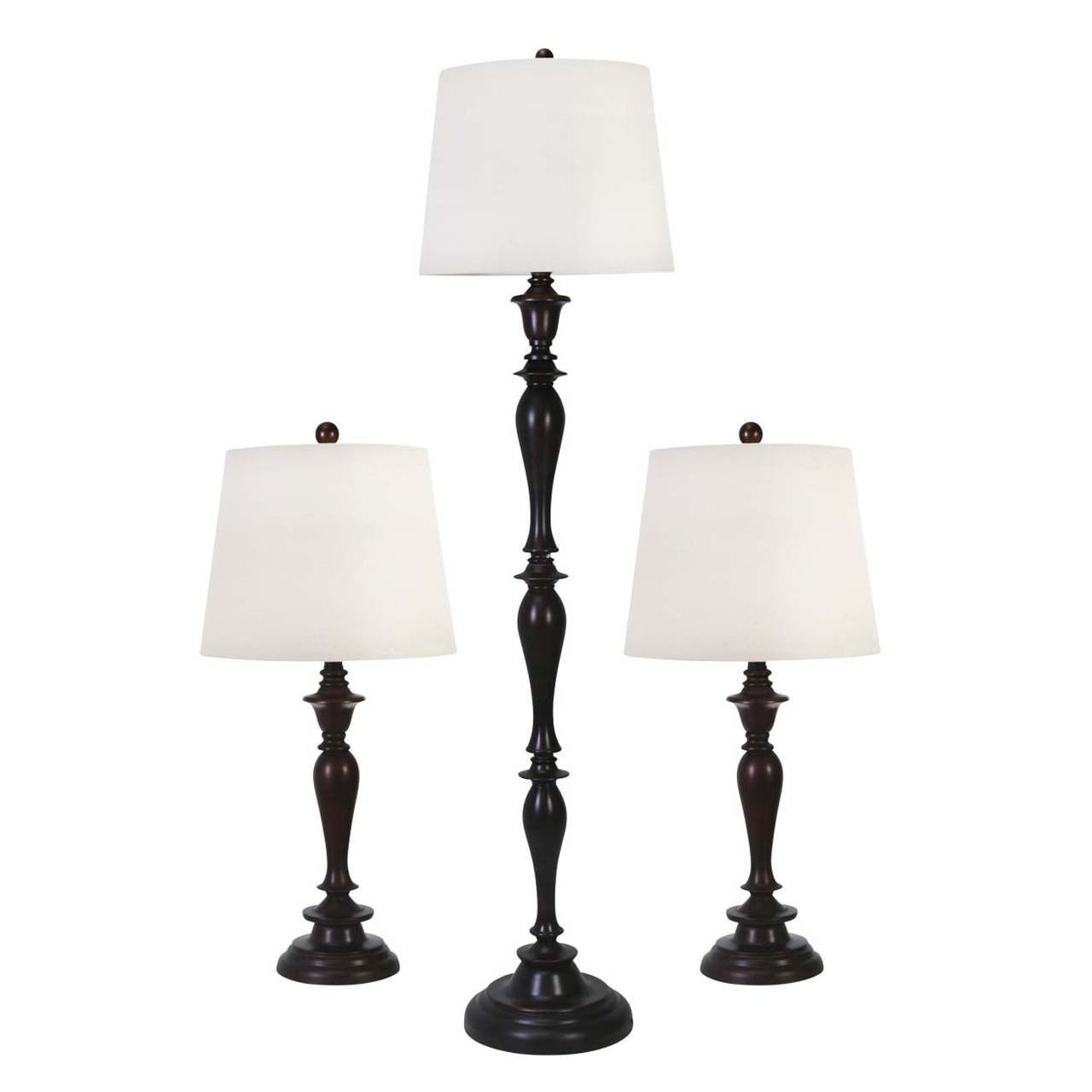 Polyresin Table and Floor Lamps, Brown