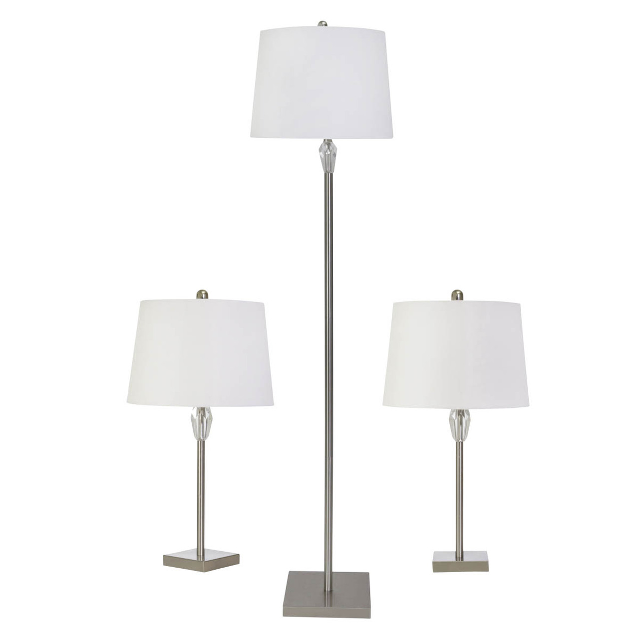 Metal Table and Floor Lamps, Silver